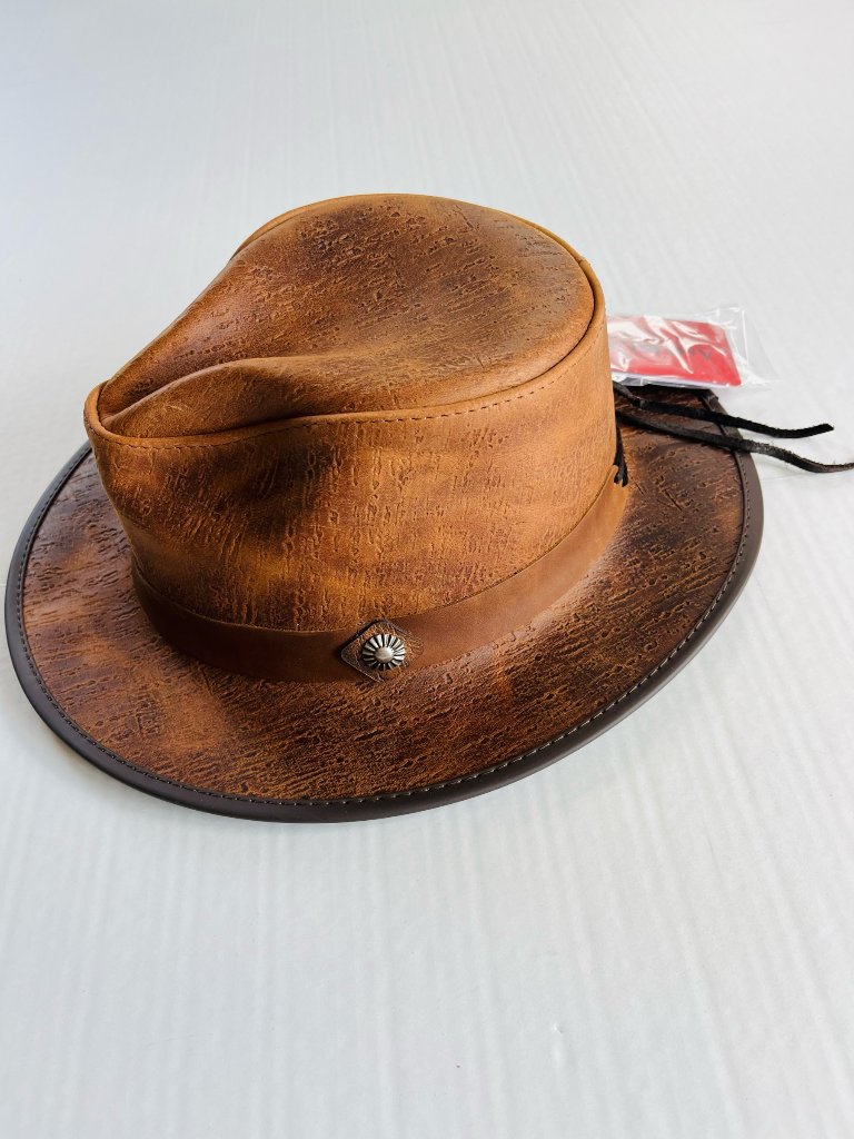 Mens Xxl American Outback Tumbler Leather Cowboy Hat Cobblestone
